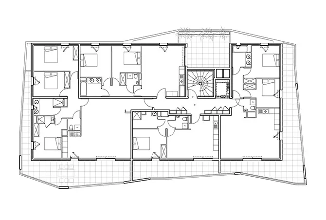 Plan d’étage courant du bâtiment haut