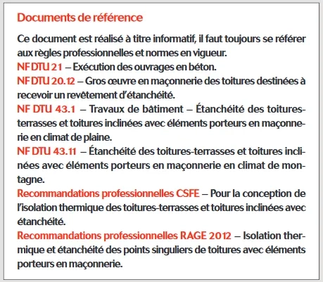 Documents de référence pour les toitures-terrasses 